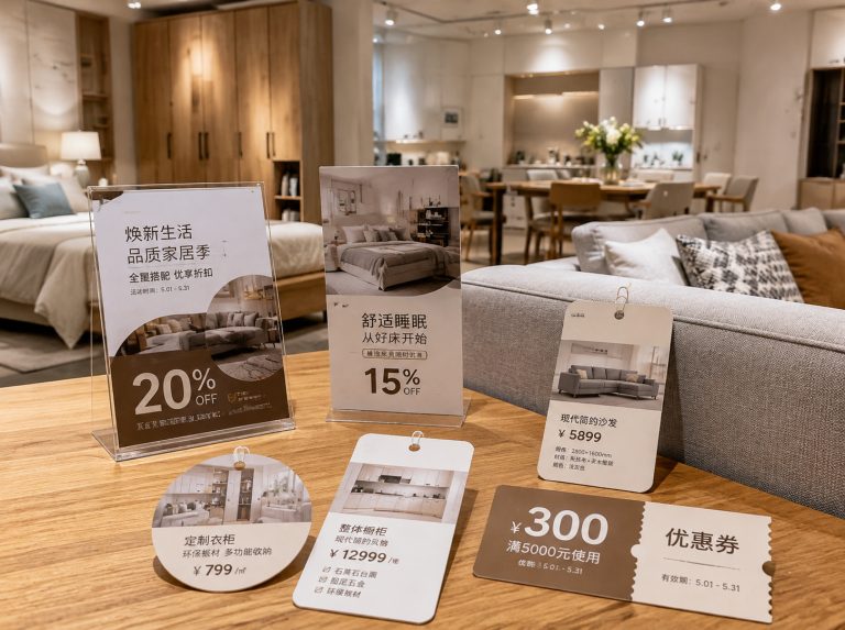 阿尔山家具门店单页海报与吊牌